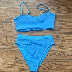 L*Space Blue Ribbed Bikini Set